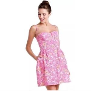 Lilly Pulitzer Pink + Yellow Bustier Dress